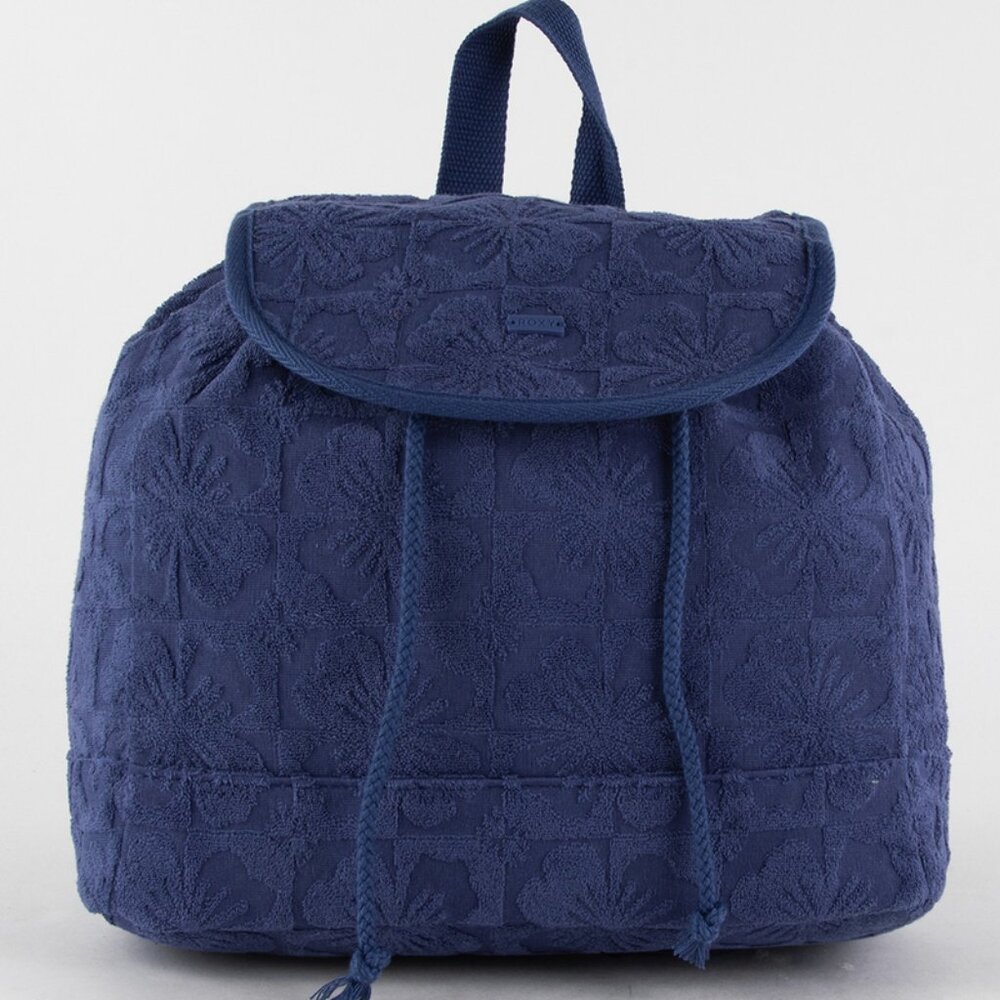 ROXY Bliss Blue Full Terry Cloth Small Backpack/NWT